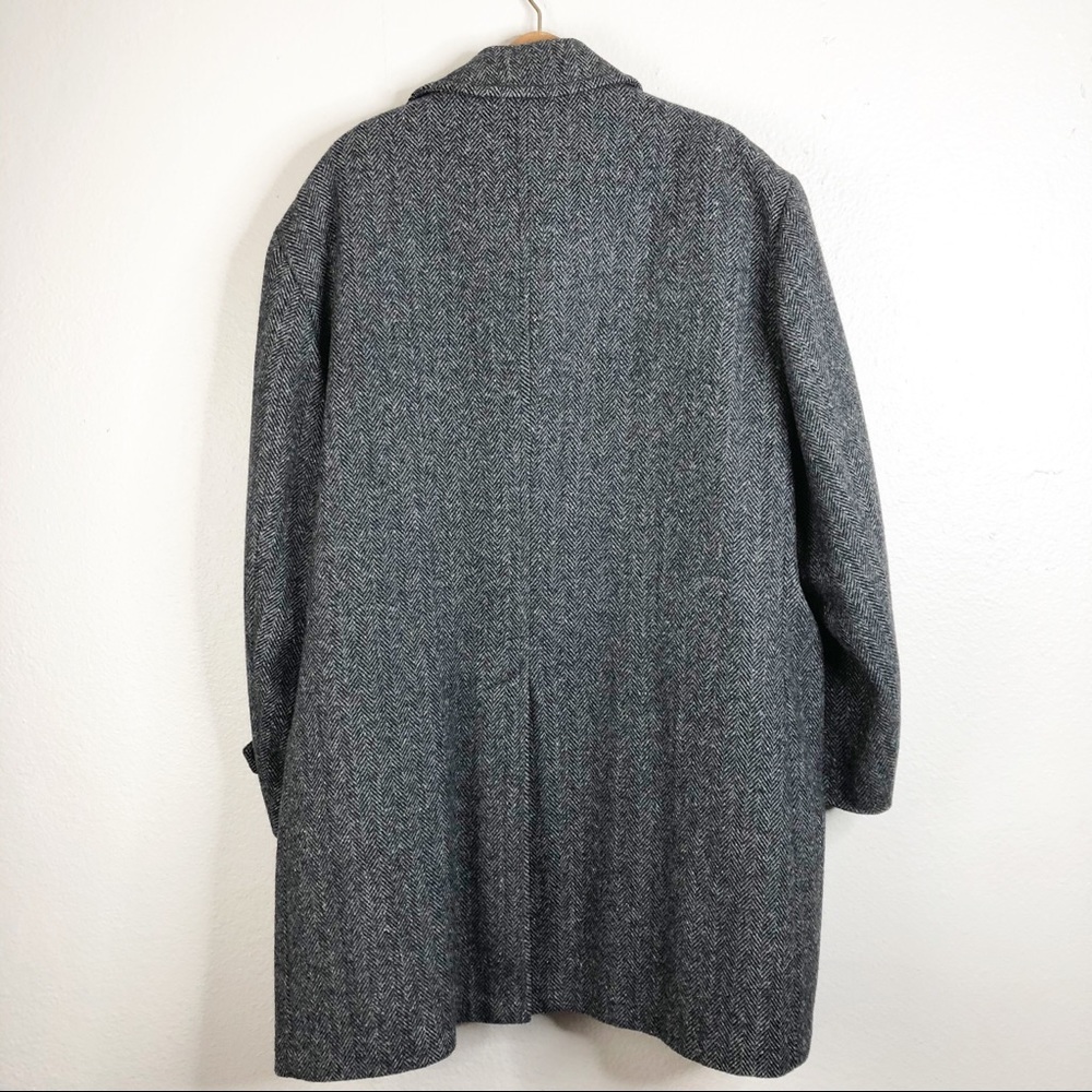 🌿 London Fog Gray Black Chevron Herringbone Coat - Picture 5 of 12